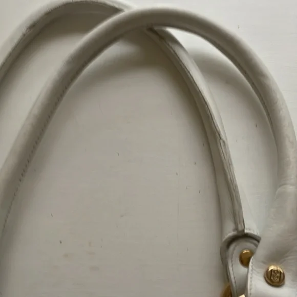 Marino Orlandi large imprinted white brown shoulder bag/ tote - Picture 6 of 16